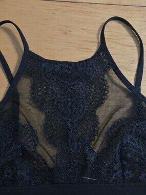 Victoria's Secret Black Lace High-Neck Bralette